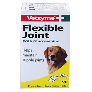 Vetzyme Flexible Joint With Glucosamine 90 Tablets - Joint Supplements For Adult Dogs
