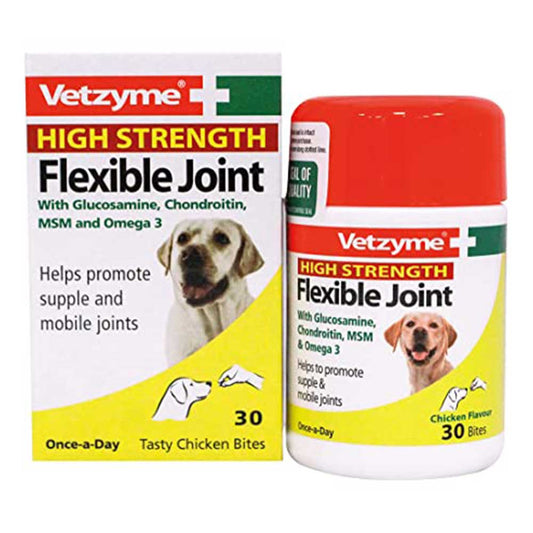 Vetzyme High Strength Flexible Joint 30 Tablets - Joint Supplements For Adult Dogs