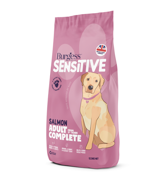Burgess Sensitive Adult Dog Food 12.5kg - Salmon & Rice  - Dry Dog Food