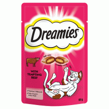 Dreamies Tempting Beef  8 x 60g- Cat Treat Biscuits