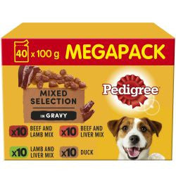Pedigree 40x100g  Pouches Mixed in Gravy Mega Pack Pouches - Adult Wet Dog Food