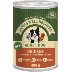 James Wellbeloved 12x400g Chicken & Rice in Loaf Tins - Adult Wet Dog Food