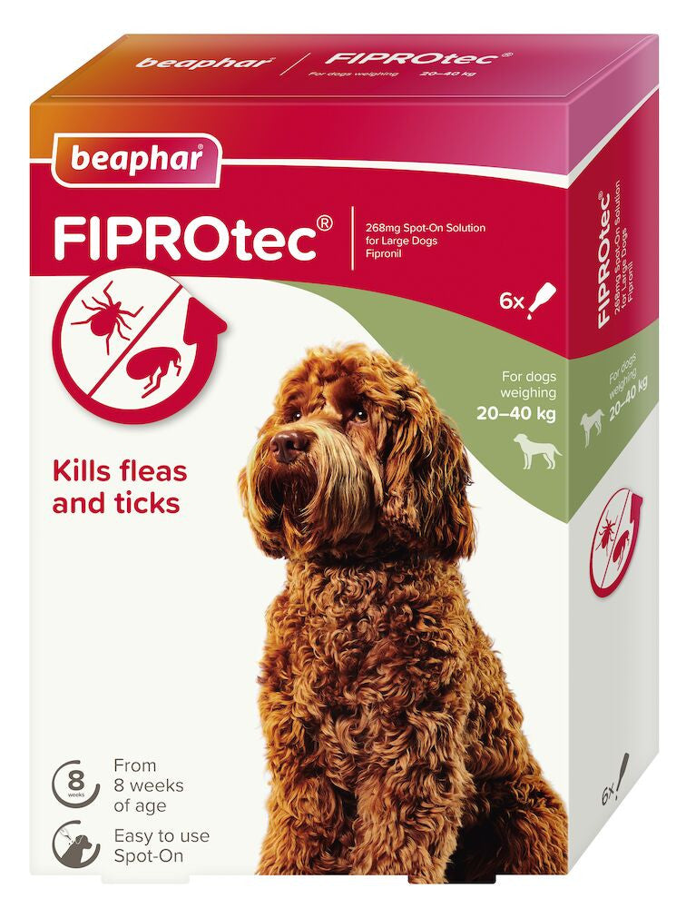 Beaphar FIPROtec Spot On - 6 Pipettes - Large Dog - Flea & Tick Treatment