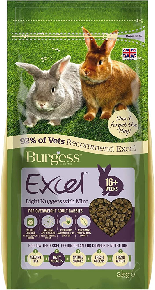 Burgess 1.5kg Excel Light Nuggets with Mint - Rabbit Food