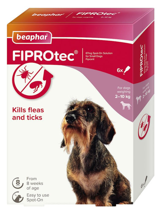 Beaphar FIPROtec Spot On - 6 Pipettes - Small Dog - Flea & Tick Treatment