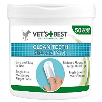 Vet's Best Clean Teeth - 50 Finger Pads - Dog & Cat Dental Care