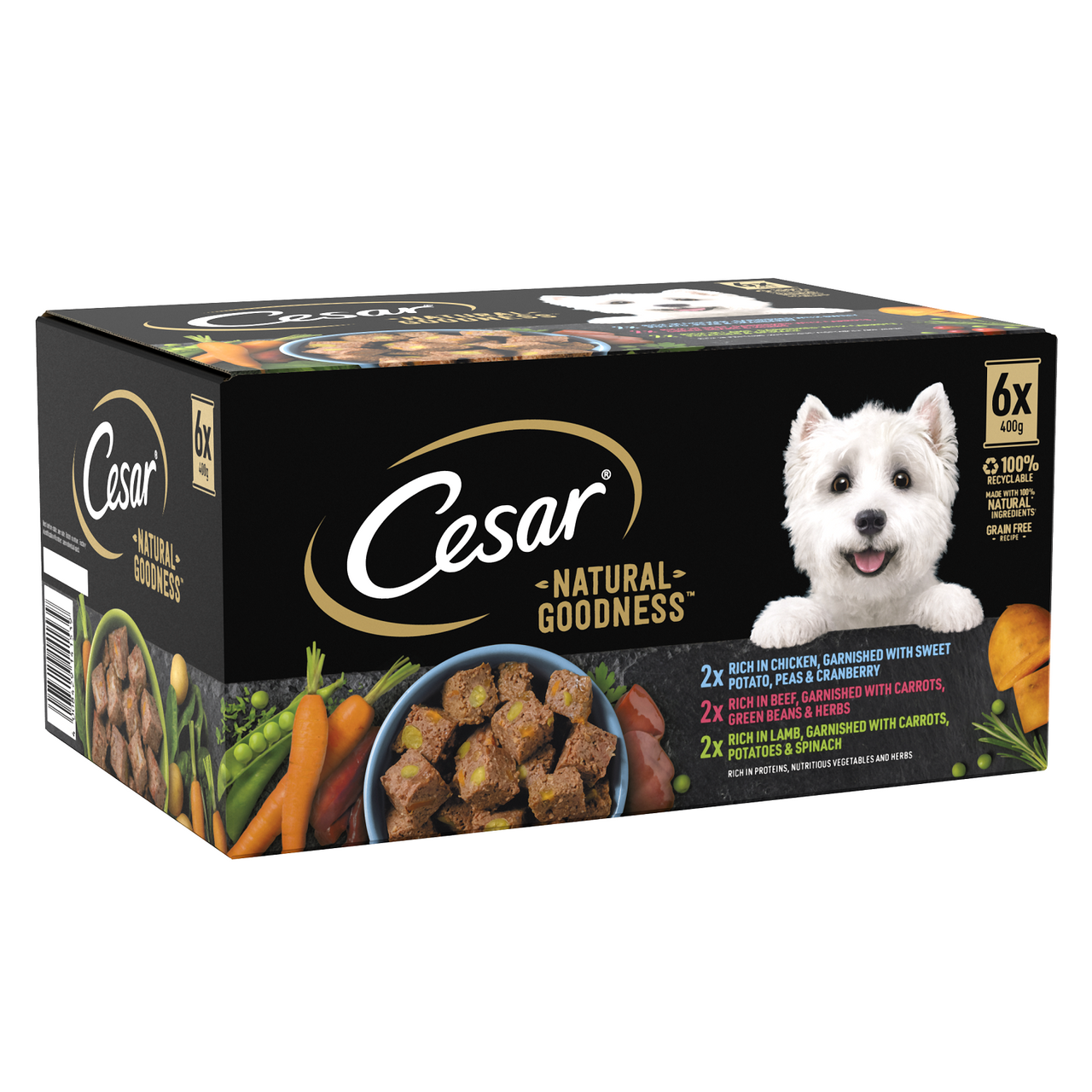 Cesar 6x400g Natural Goodness Mixed Selection in Loaf Tins - Adult Wet Dog Food