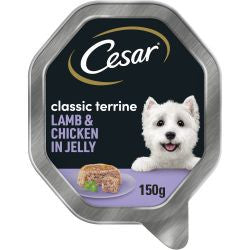 Cesar Classic Terrine With Juicy Lamb & Chicken In Jelly 14x150g | Wet Dog Food Trays