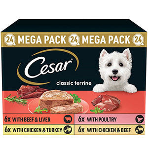 Cesar 24x150g Classic Terrine Mixed Selection Trays- Adult Wet Dog Food