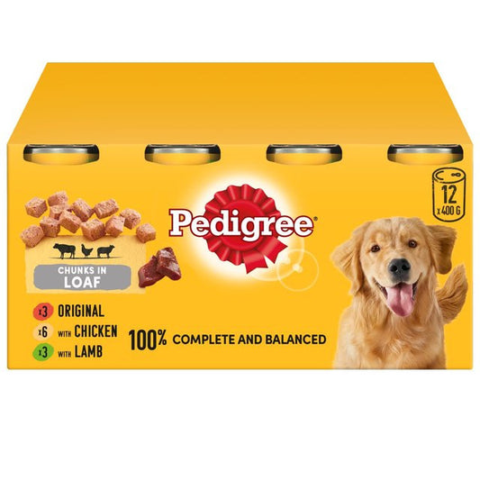 Pedigree 12x400g Chunks in Loaf Mixed Can - Wet Dog Food