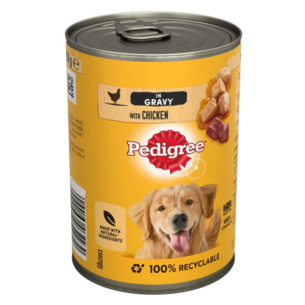 Pedigree 12 x 400g Chicken in Gravy - Adult Wet Dog Food Tins